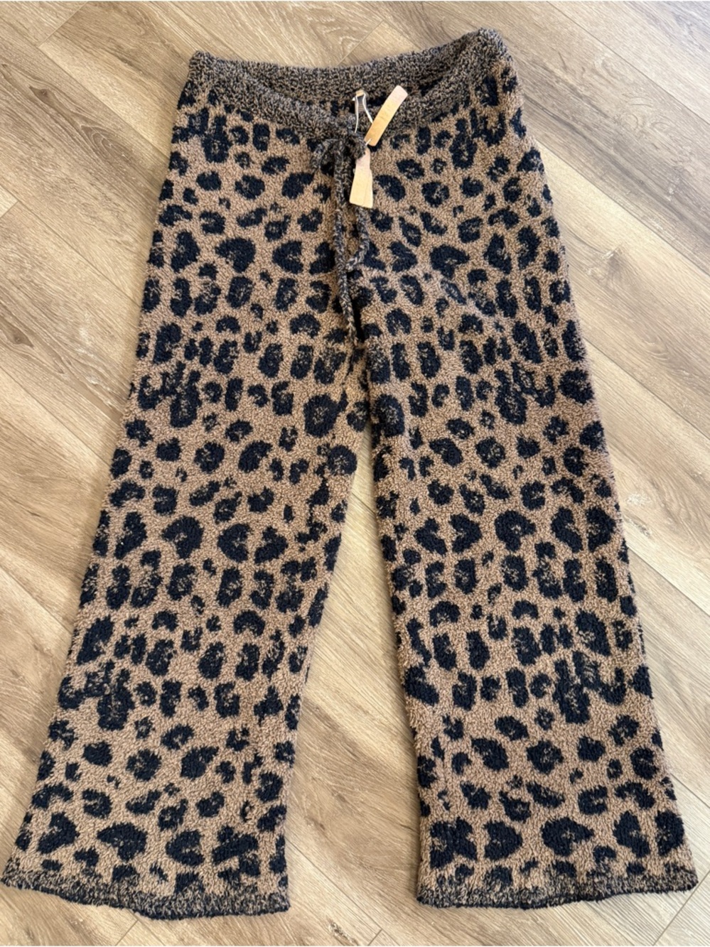 SKIMS Leopard Print Plush Lounge Pants in Tan & Black